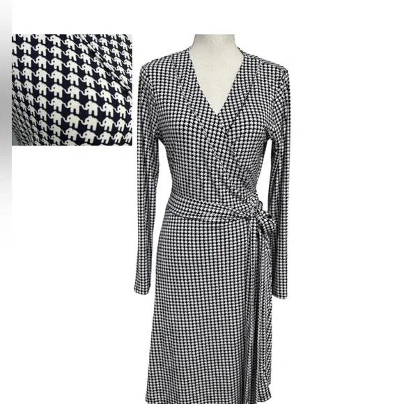 Banana Republic Elephant Print Wrap Dress - Size Medium - Picture 1 of 9